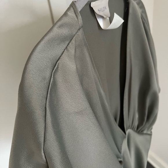 BHLDN Leila Deep-V Flutter-Sleeve Satin A-Line Gown - Picture 9 of 13